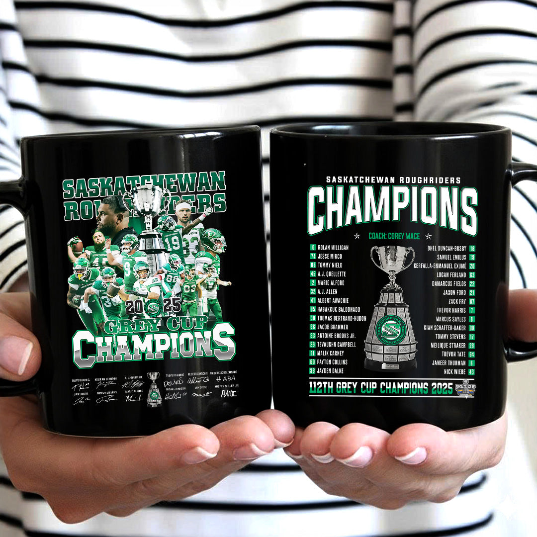 Saskatchewan Roughriders 2025 Grey Cup Champions Ceramic Mug – TANTN18878