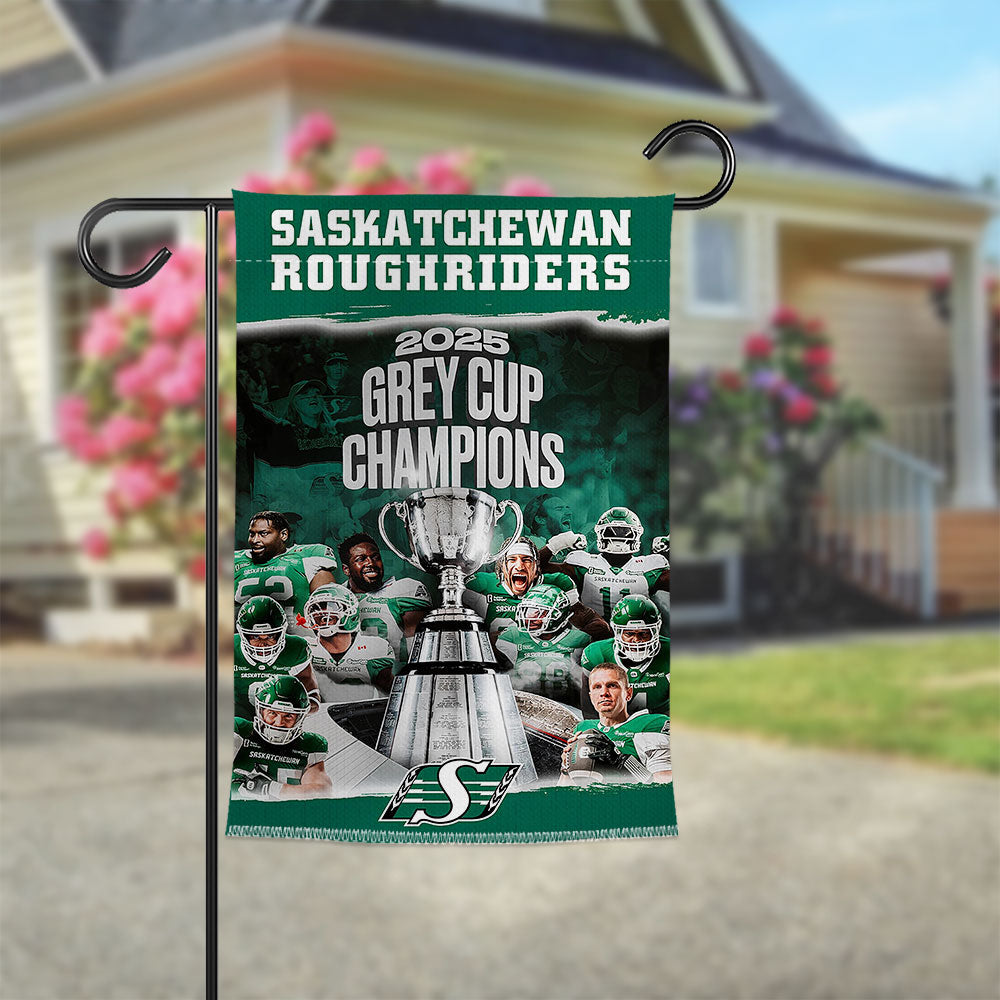 Saskatchewan Roughriders 2025 Grey Cup Champions Double-side Garden Flag – TMTHU2251