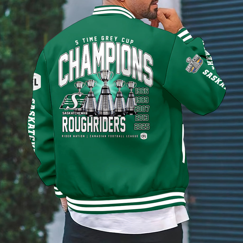 Saskatchewan Roughriders 2025 Grey Cup Champions Varsity Jacket – HOATT14862