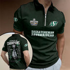 Saskatchewan Roughriders 2025 Grey Cup Champions Zip Polo Shirt – TMTHU2409