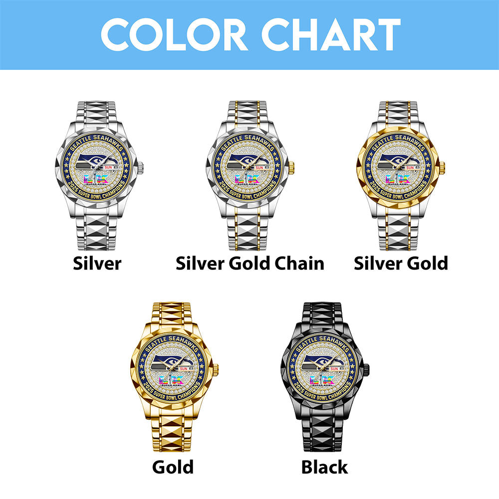 Seattle Seahawks 2025 Super Bowl LX Champions Alloy Luxury Quartz Watch – TMTHU3888