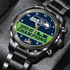 Seattle Seahawks 2025 Super Bowl LX Champions Black Stainless Steel Watch – TANTN20990