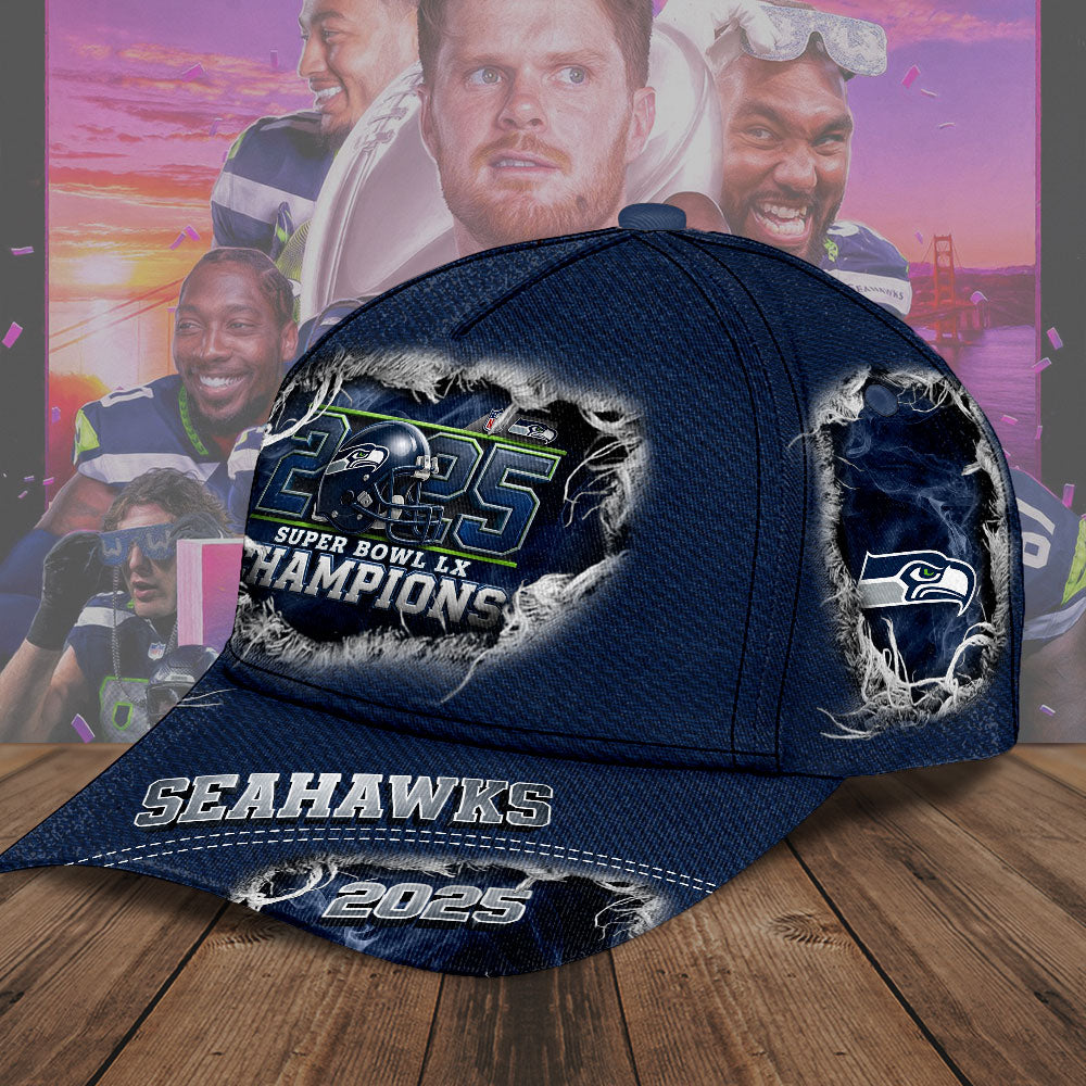 Seattle Seahawks 2025 Super Bowl LX Champions Classic Cap – TMTHU3856