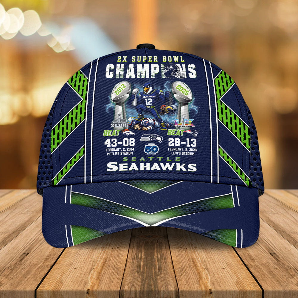 Seattle Seahawks 2025 Super Bowl LX Champions Classic Cap – TANTN21077