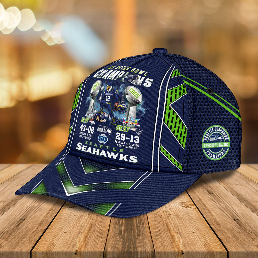 Seattle Seahawks 2025 Super Bowl LX Champions Classic Cap – TANTN21077