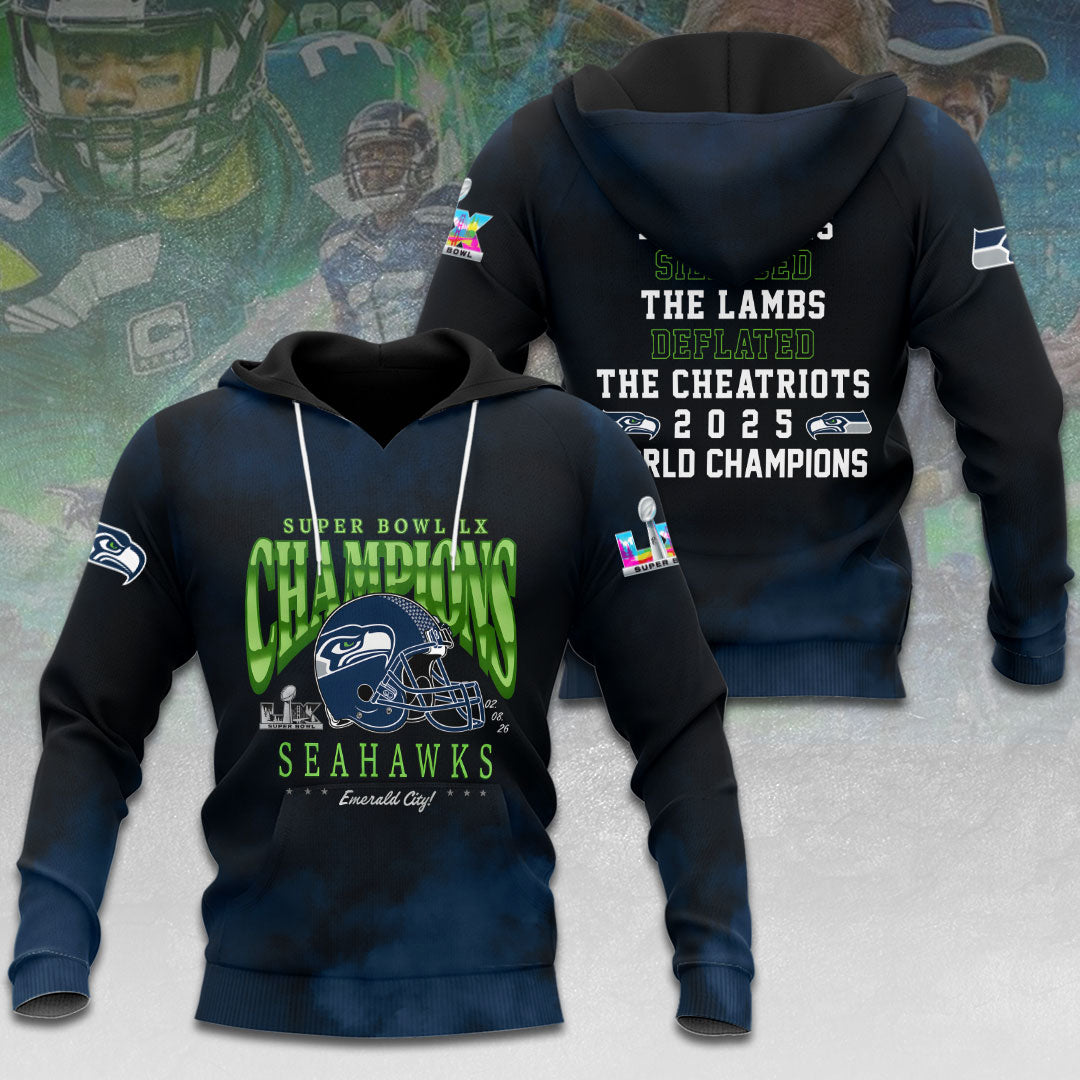 Seattle Seahawks 2025 Super Bowl LX Champions 3D Apparel – HOATT16165
