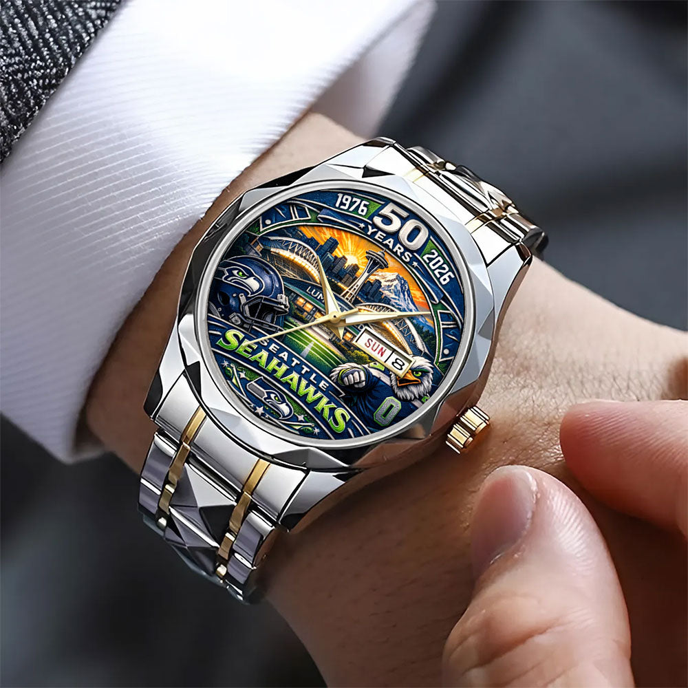 Seattle Seahawks 50 Years Alloy Luxury Quartz Watch – MAITM14795