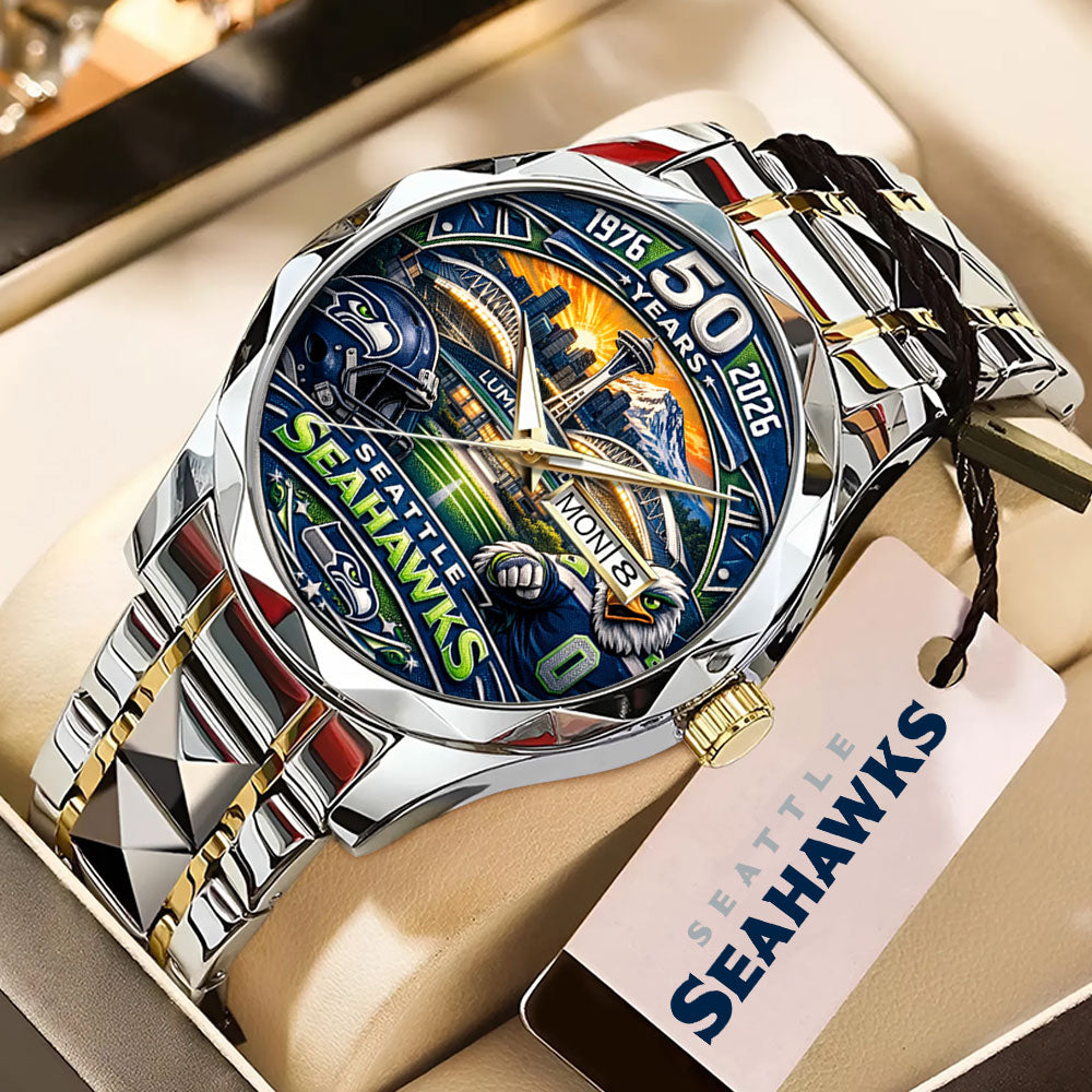 Seattle Seahawks 50 Years Alloy Luxury Quartz Watch – MAITM14795