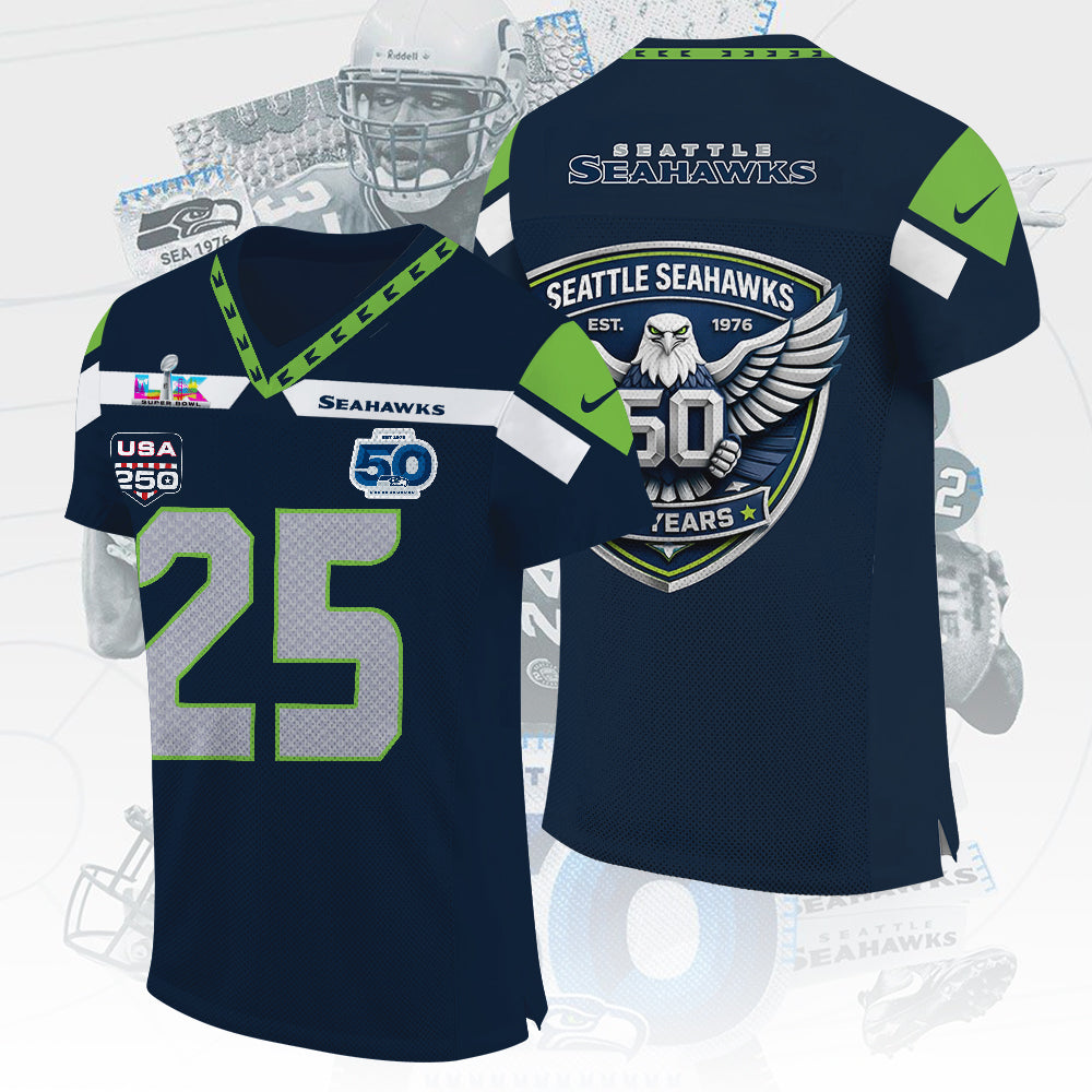 Seattle Seahawks 50th Anniversary 2026 3D Football Jersey – TMTHU3717