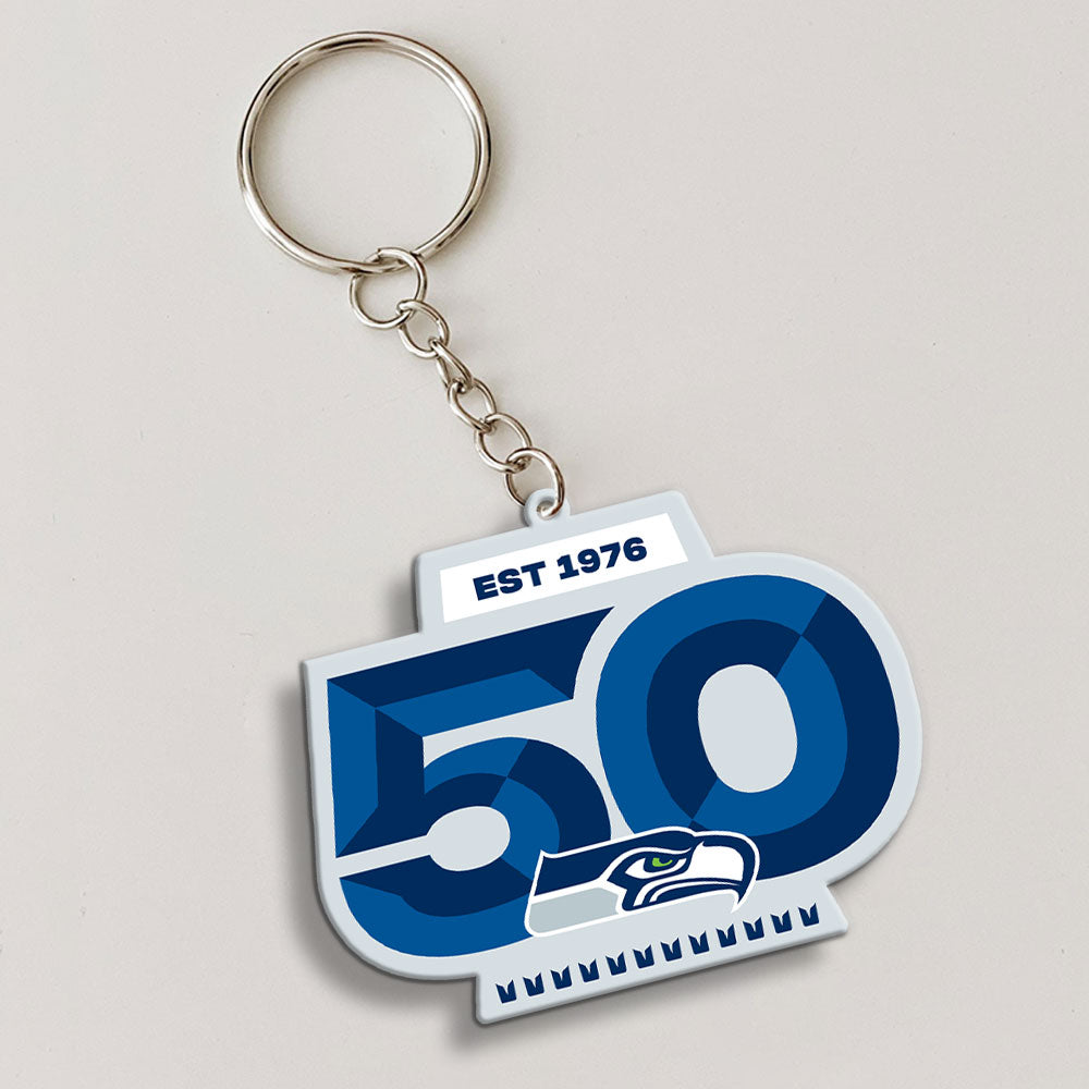 Seattle Seahawks 50th Anniversary Custom Shape 1-sided Keychain – MAITM14454