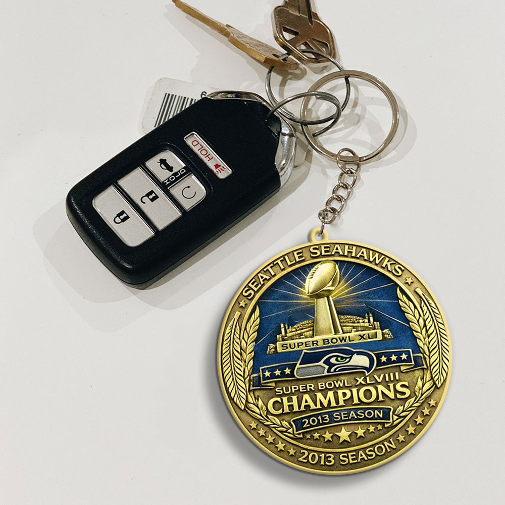 Seattle Seahawks 50th Anniversary Custom Shape 2-sided Keychain – MAITM14461