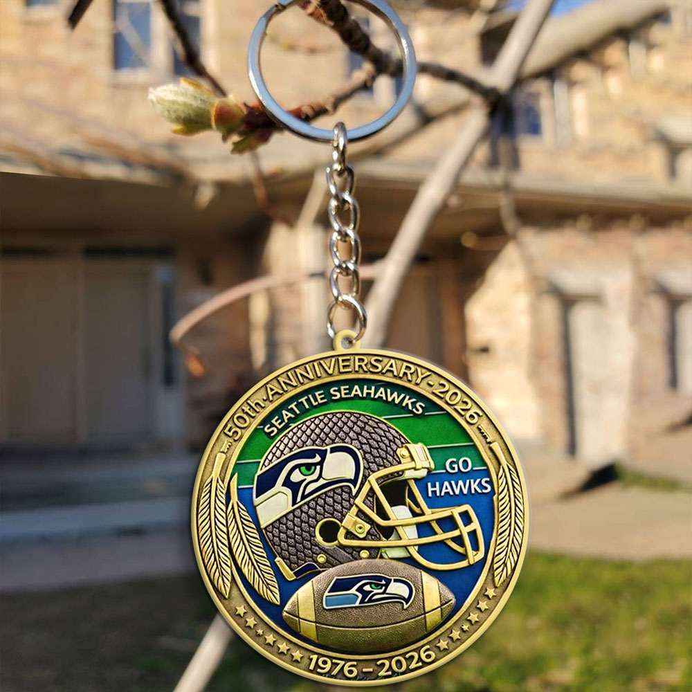 Seattle Seahawks 50th Anniversary Custom Shape 2-sided Keychain – MAITM14461