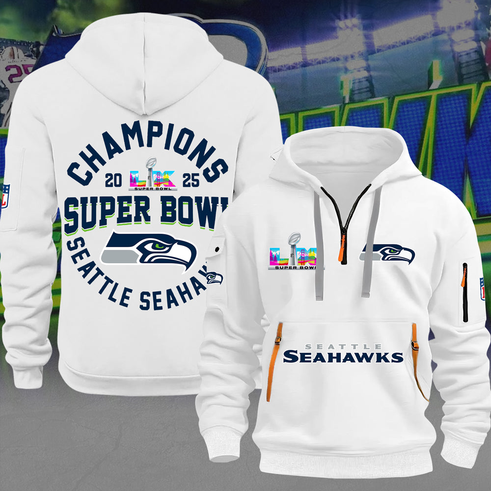 Seattle Seahawks Super Bowl LX Champions 2D Quarter Zip Hoodie – MAITM14790