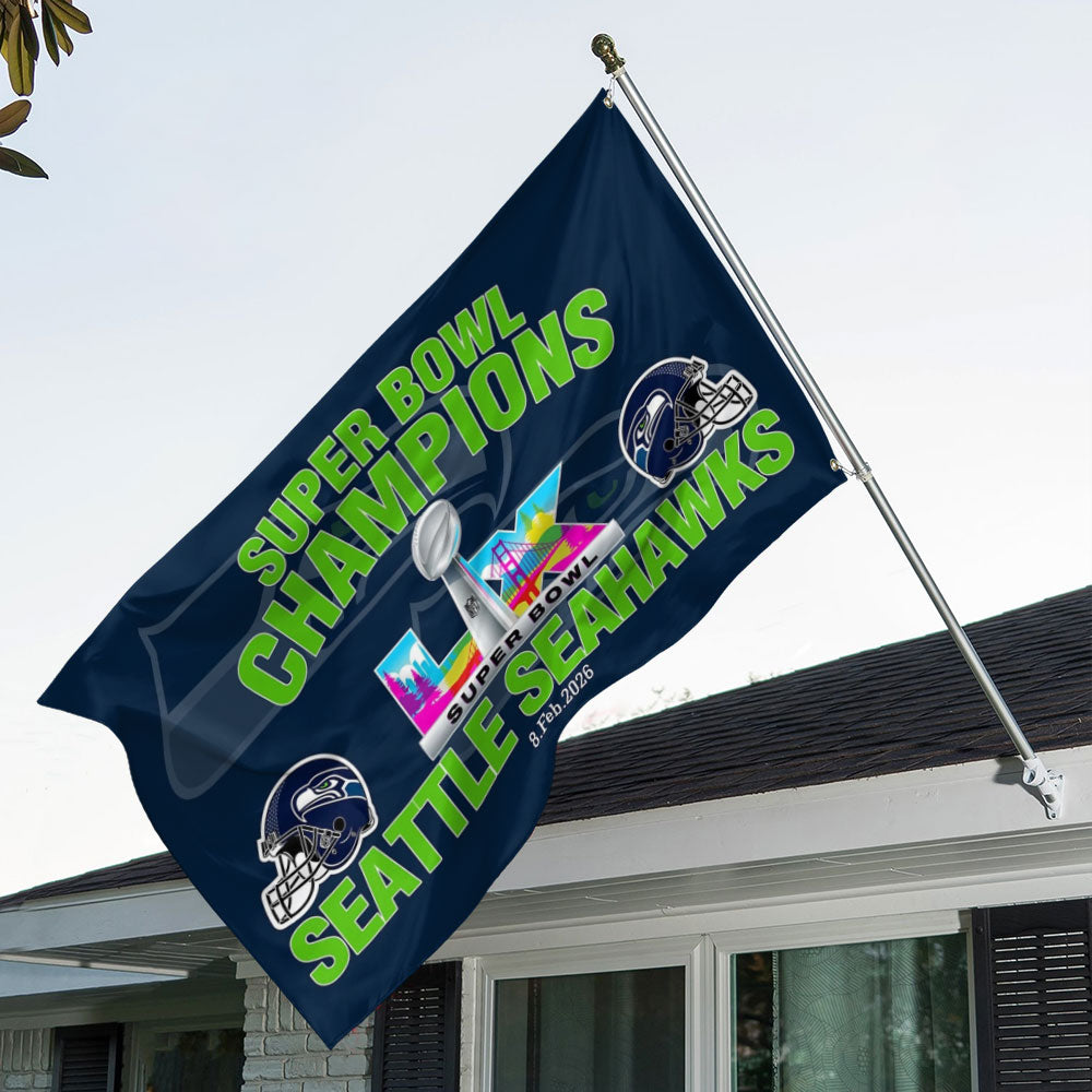 Seattle Seahawks Super Bowl LX Champions 3D Double-side House Flag – MAITM14864