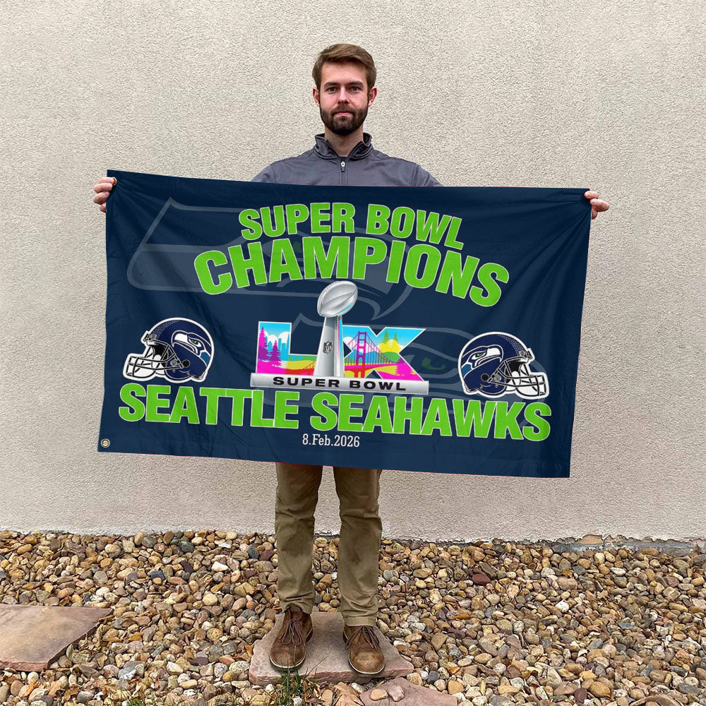 Seattle Seahawks Super Bowl LX Champions 3D Double-side House Flag – MAITM14864