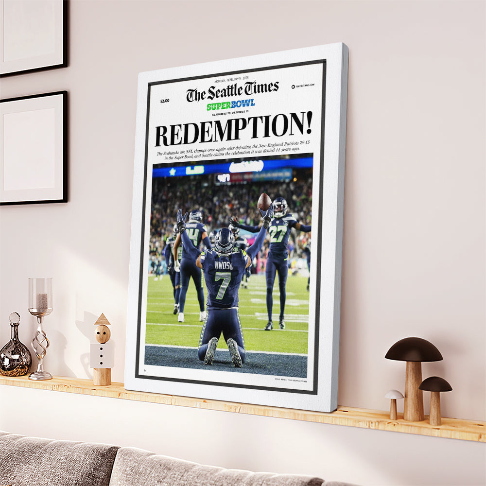 Seattle Seahawks Super Bowl LX Champions Rectangle Canvas With Inner Frame – MAITM14868