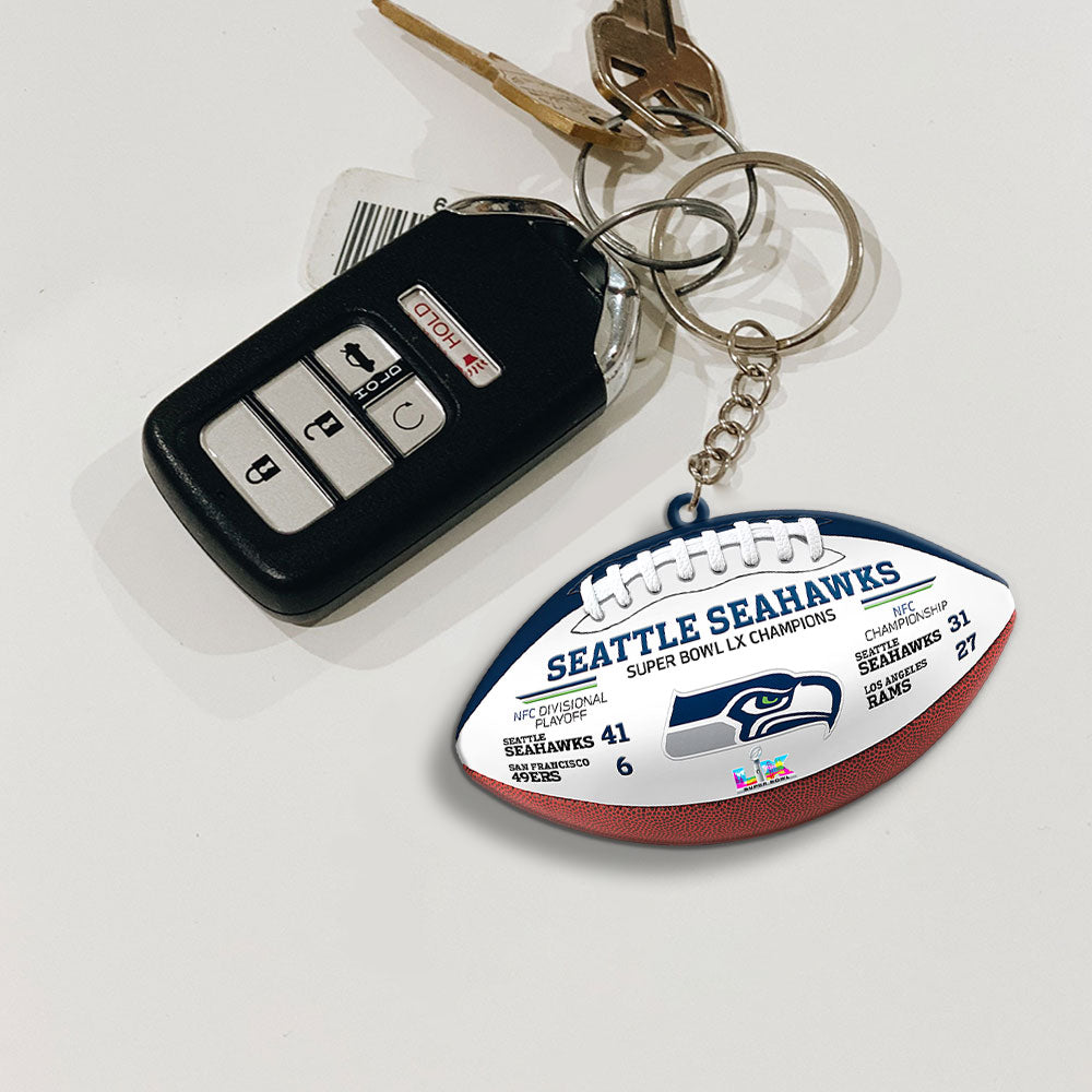 Seattle Seahawks Super Bowl LX Champions Custom Shape 2-sided Keychain – MAITM14873