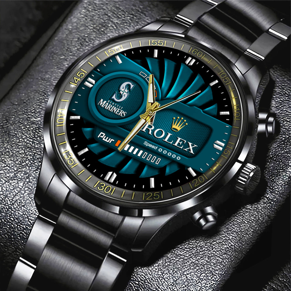 Seattle Mariners Black Stainless Steel Watch – MAITM13447