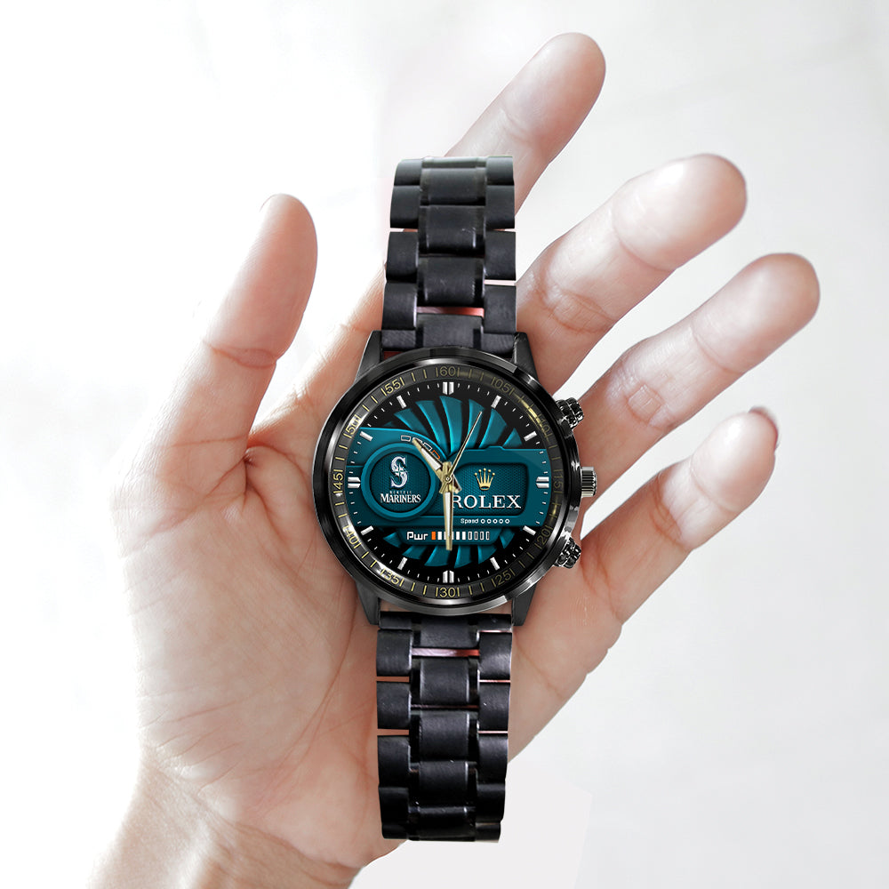 Seattle Mariners Black Stainless Steel Watch – MAITM13447