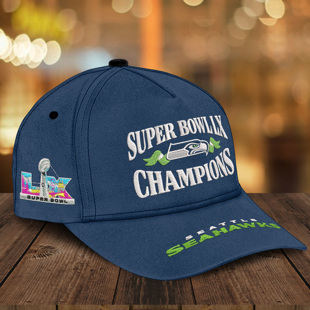 Seattle Seahawks 2025 Super Bowl LX Champions 3D Embroidered Cap – HOATT16159