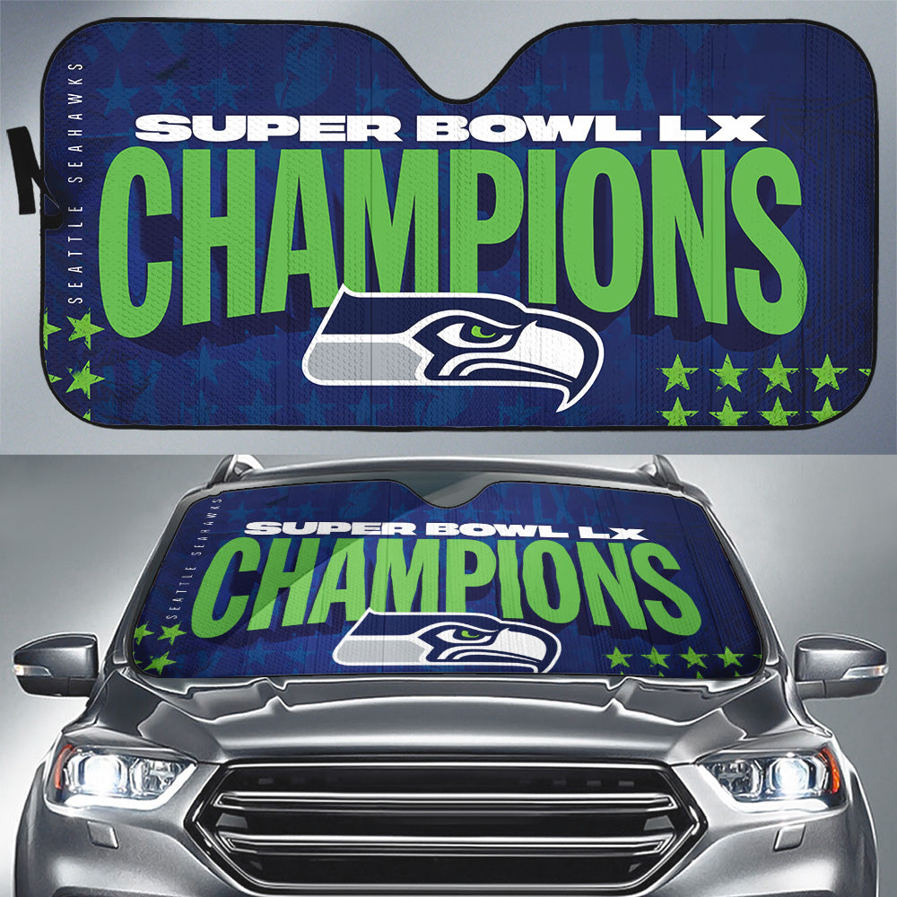 Seattle Seahawks 2025 Super Bowl LX Champions Auto Sun Shade – TANTN21090