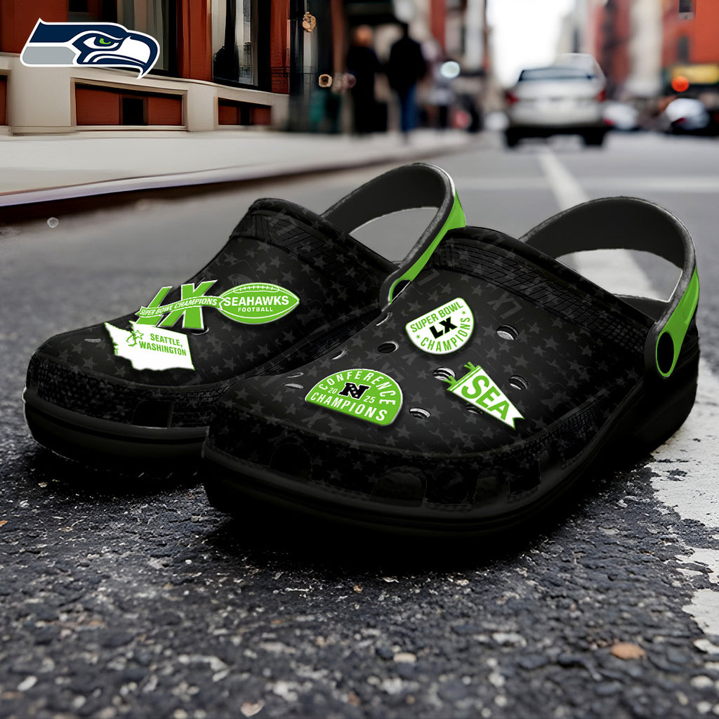 Seattle Seahawks 2025 Super Bowl LX Champions Custom Clogs – GNE5014