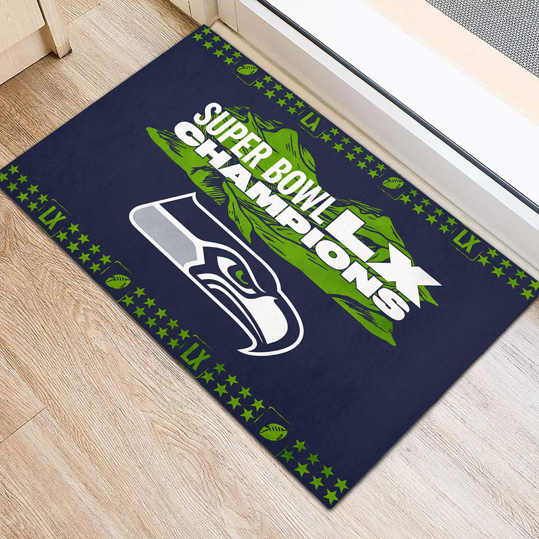 Seattle Seahawks 2025 Super Bowl LX Champions Custom Doormat – TANTN21040