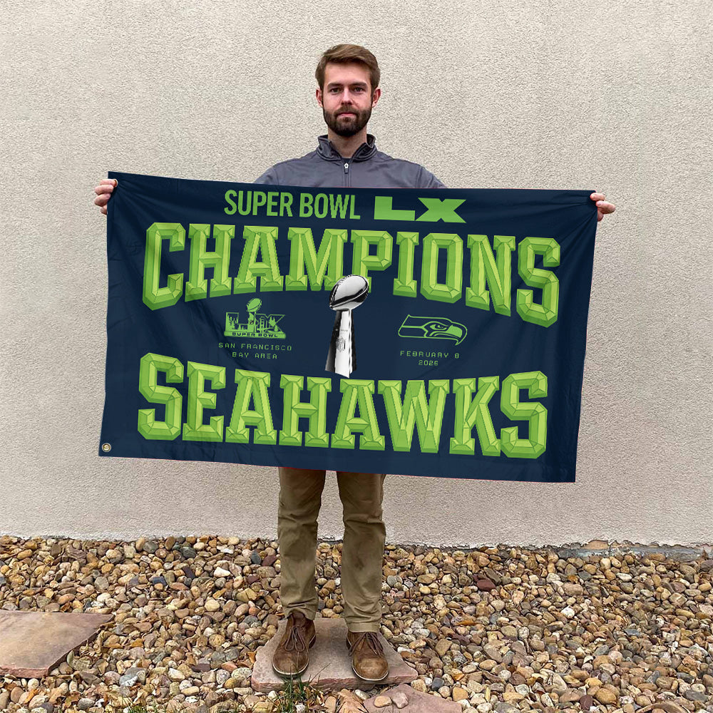 Seattle Seahawks 2025 Super Bowl LX Champions 3D Double-side House Flag – GNE5009