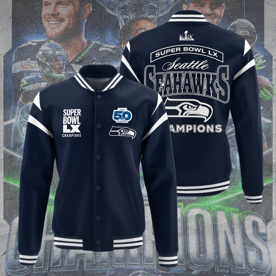 Seattle Seahawks 2025 Super Bowl LX Champions Varsity Jacket – GNE5011
