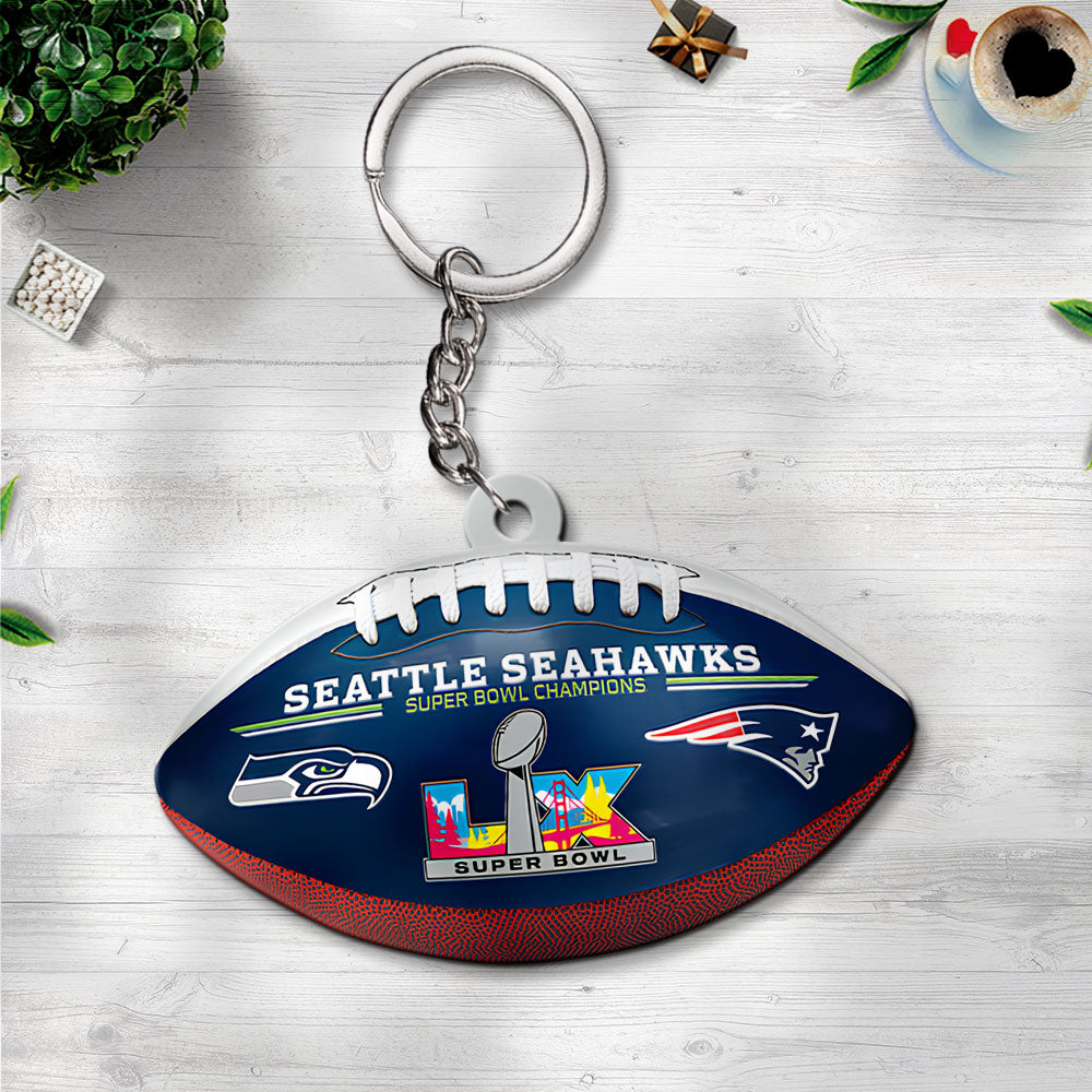 Seattle Seahawks Super Bowl LX Champions Custom Shape 2-sided Keychain – MAITM14786
