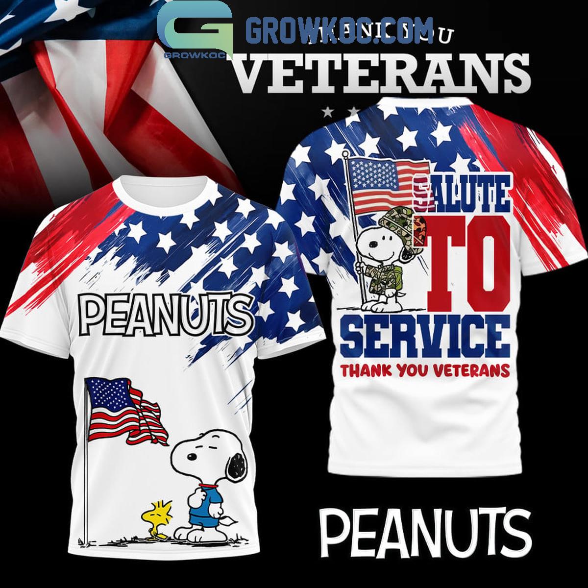 Snoopy Peanuts Salute To Service Thank You Veterans Shirt