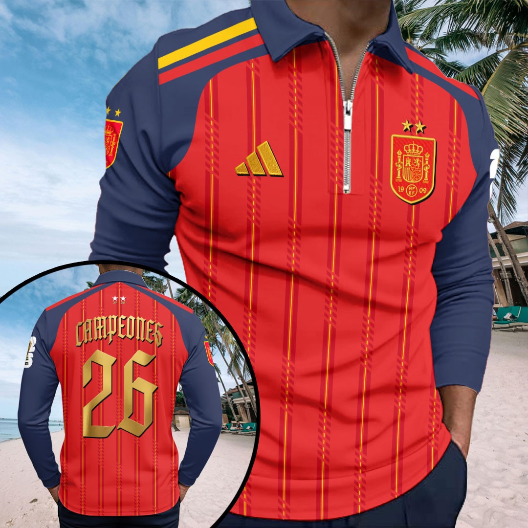 Spain National Team 2026 FIFA World Cup Champions Zip Polo Shirt – HOATT19738
