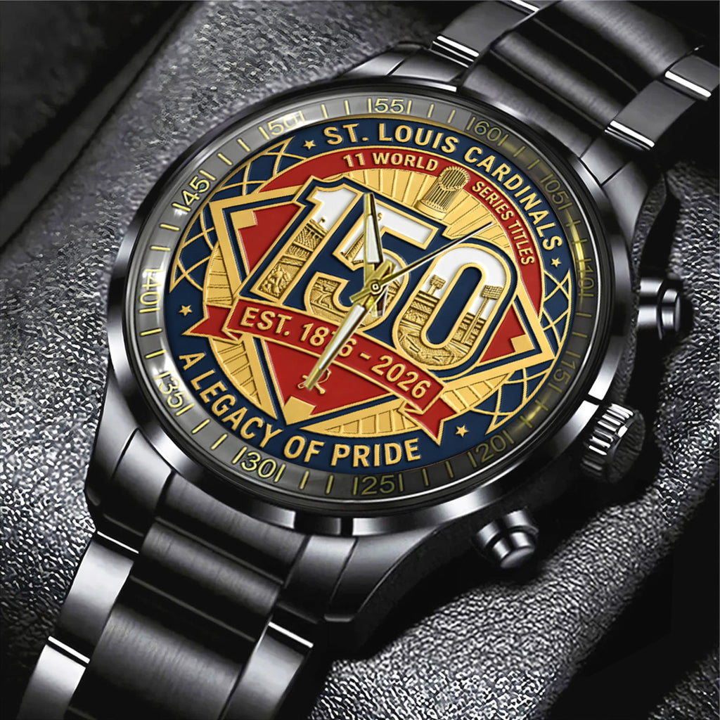 St. Louis Cardinals 150th Anniversary Black Stainless Steel Watch – TANTN21614