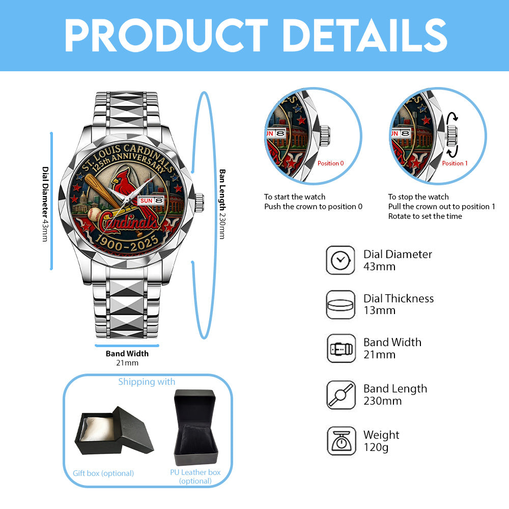 St. Louis Cardinals 125th Anniversary 1900-2025 Alloy Luxury Quartz Watch – TANTN15615