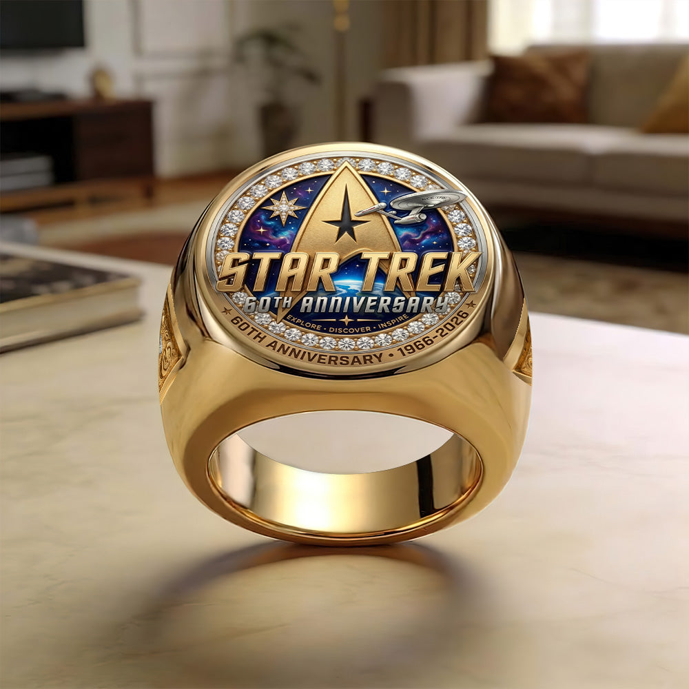 Star Trek 60th Anniversary 2026 3D Engraved Ring – TMTHU6653