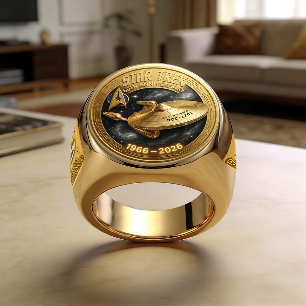 Star Trek 60th Anniversary 3D Engraved Ring – TANTN23248