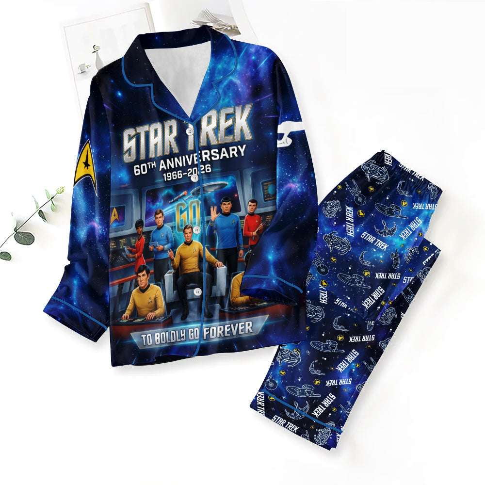 Star Trek 60th Anniversary Satin Pajama Set with Piping – TMTHU7800