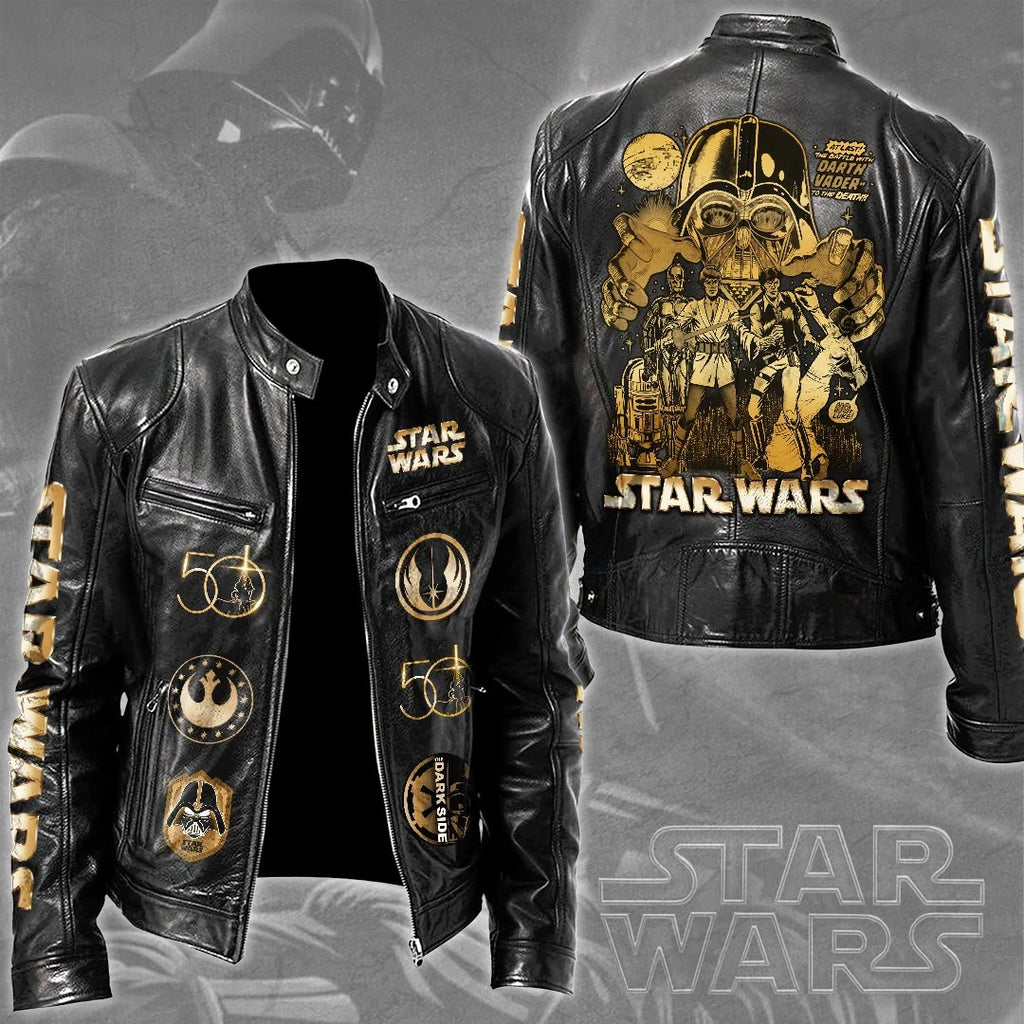Star Wars 50th Anniversary 2027 Motorcycle Leather Jacket – TMTHU9662