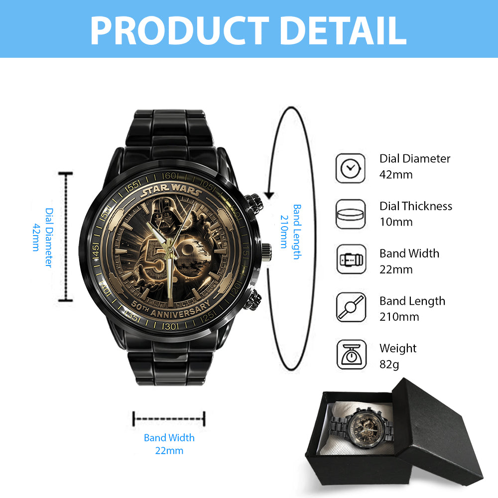 Star Wars 50th Anniversary Black Stainless Steel Watch – TMTHU6603