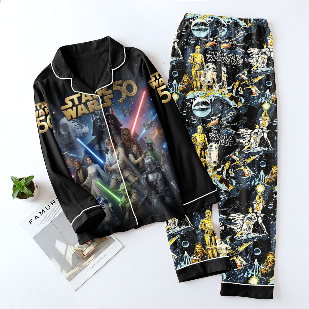 Star Wars 50th Anniversary Satin Pajama Set with Piping – TMTHU7799