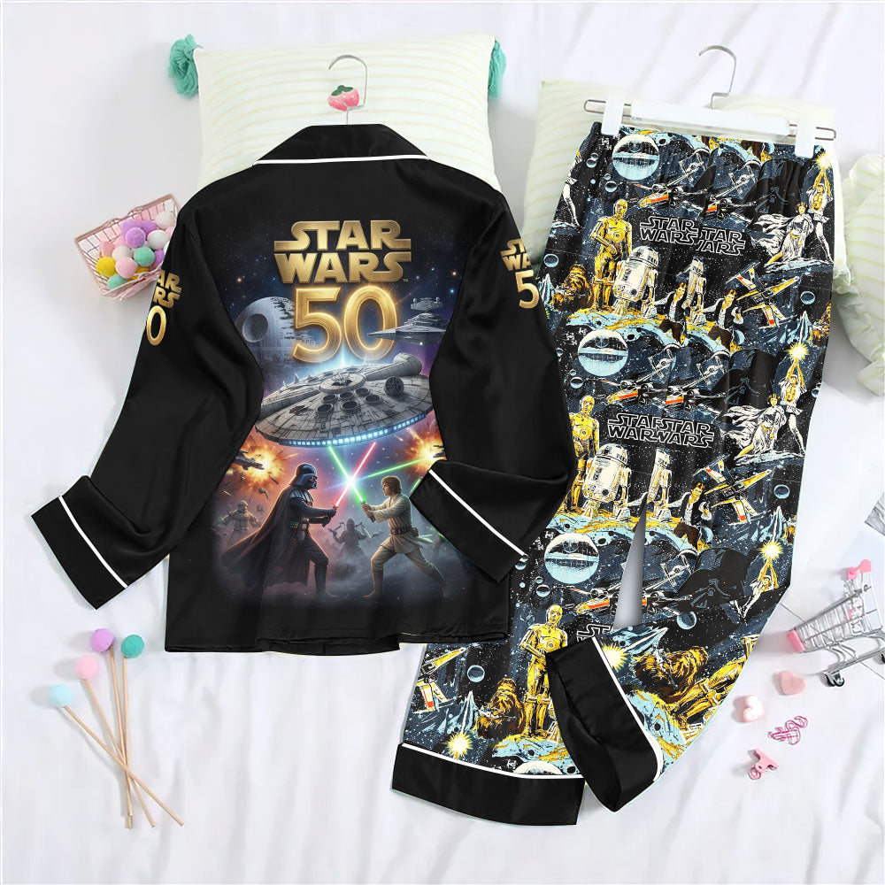 Star Wars 50th Anniversary Satin Pajama Set with Piping – TMTHU7799