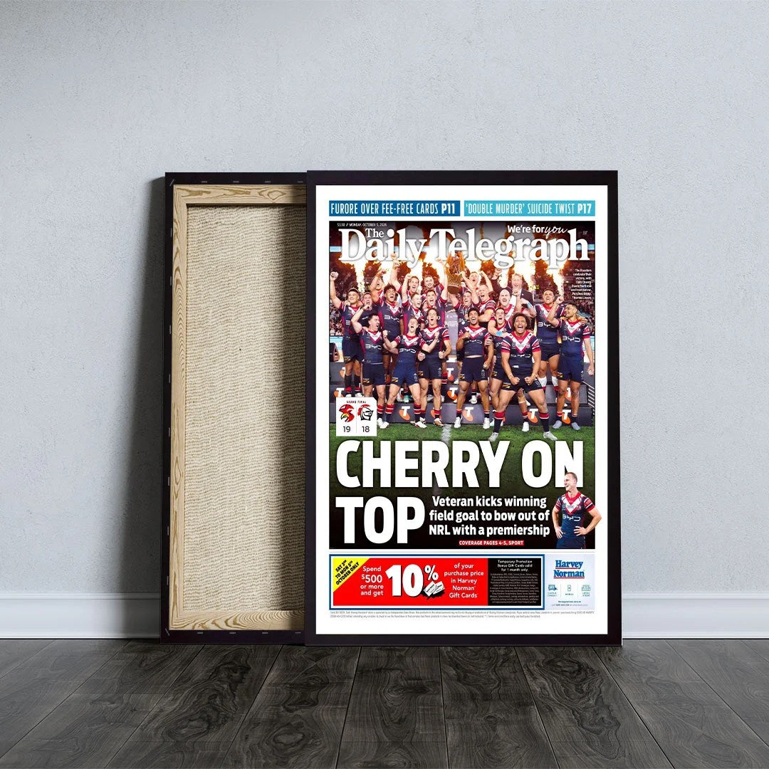 Sydney Roosters 2026 NRL Premiers Canvas With Inner Frame – TANTN25949