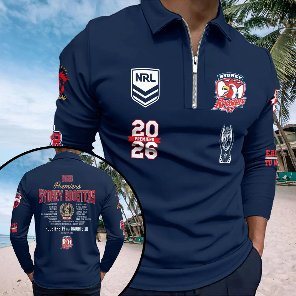 Sydney Roosters 2026 Premiers Zip Polo Shirt – HOATT21447