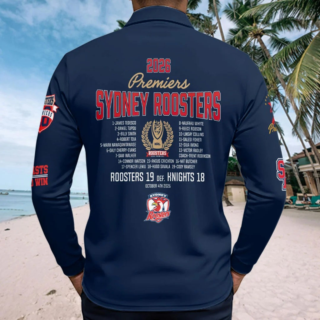 Sydney Roosters 2026 Premiers Zip Polo Shirt – HOATT21447