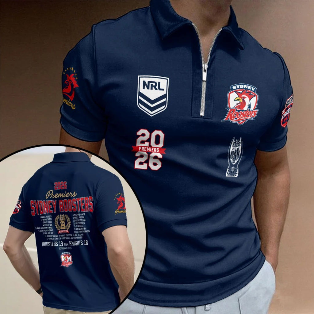 Sydney Roosters 2026 Premiers Zip Polo Shirt – HOATT21447