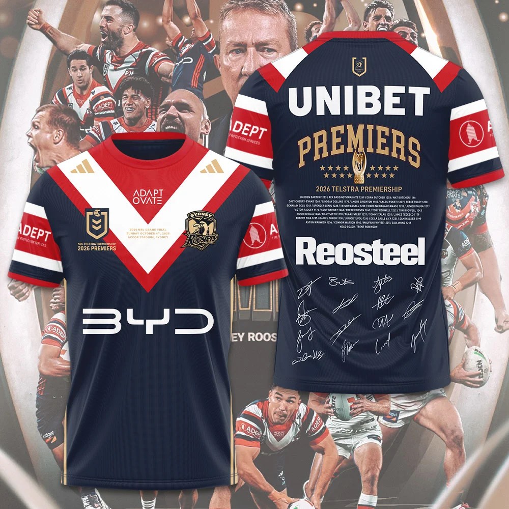 Sydney Roosters 2026 Premiers 3D Apparel – TMTHU9760