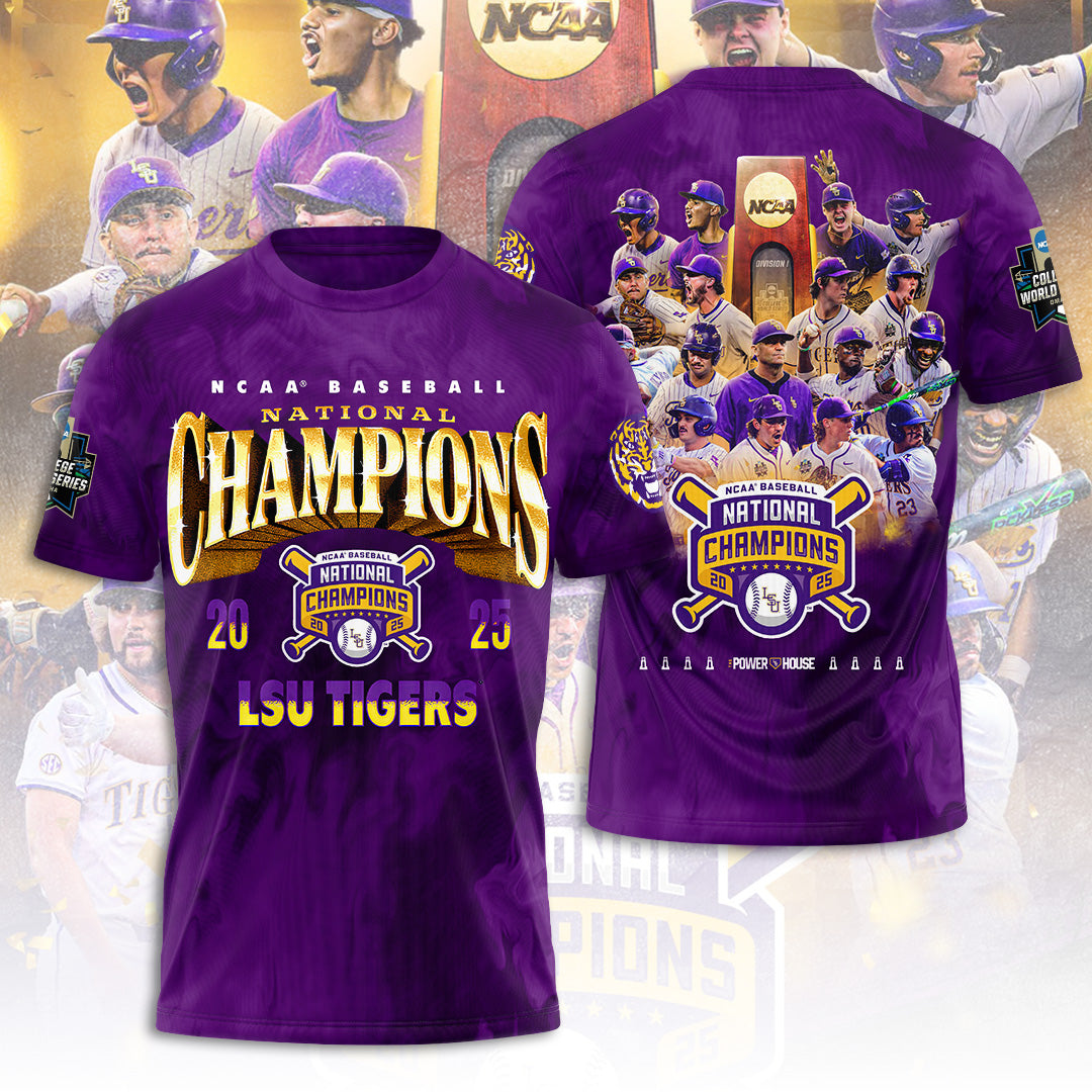 LSU Tigers Baseball 2025 National Champions 3D Apparel – TANTN 13826