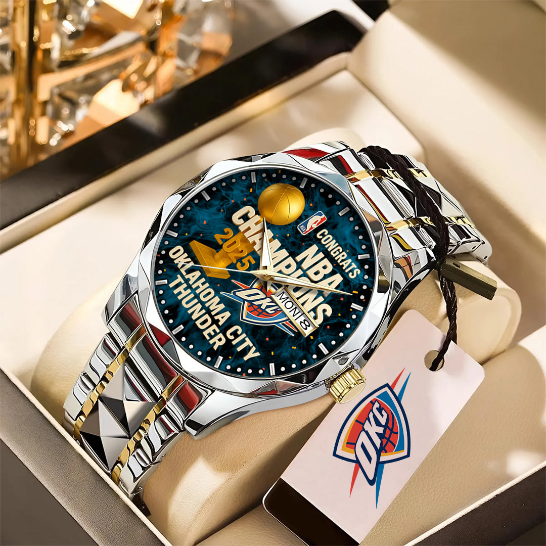 Oklahoma City Thunder 2025 NBA Champions Alloy Luxury Quartz Watch – TANTN 14226