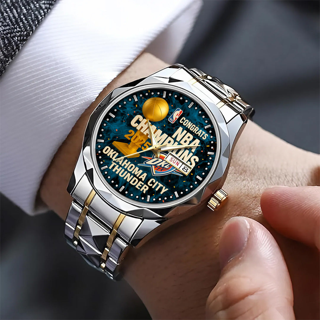 Oklahoma City Thunder 2025 NBA Champions Alloy Luxury Quartz Watch – TANTN 14226