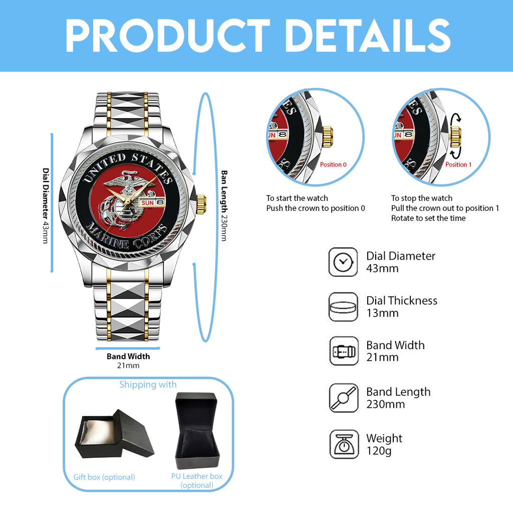 US Marine Corps Alloy Luxury Quartz Watch – TANTN 14628